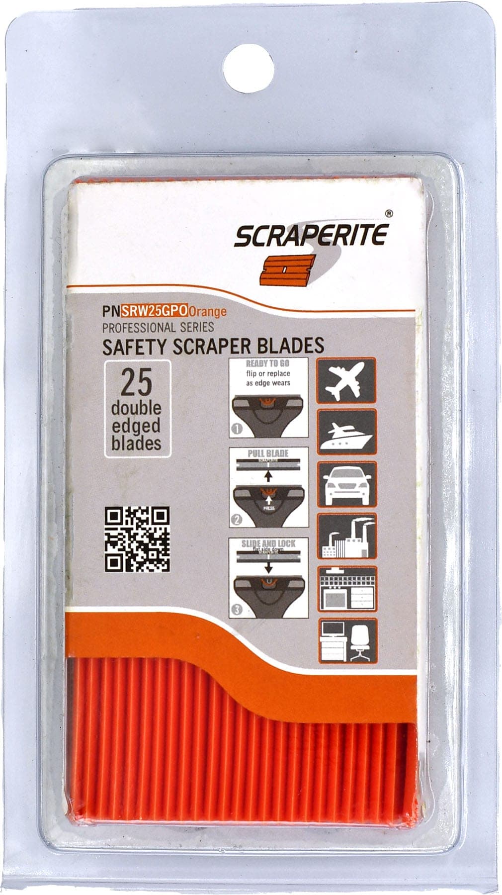 Scraperite SRW25GPO wide replacement blades, 25 pack.