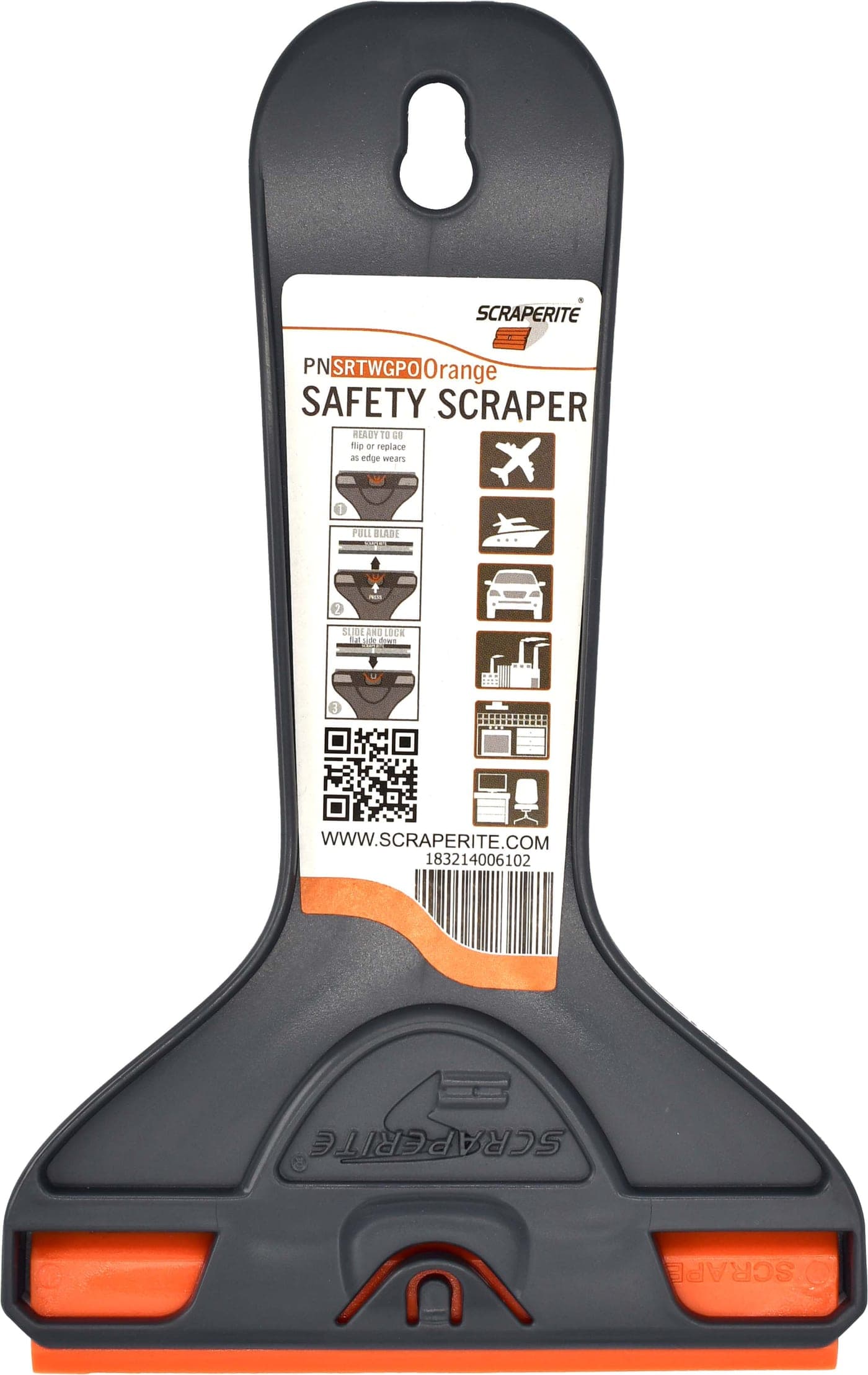 Scraperite SRTWGPO W4 wide holder with general purpose orange blade.