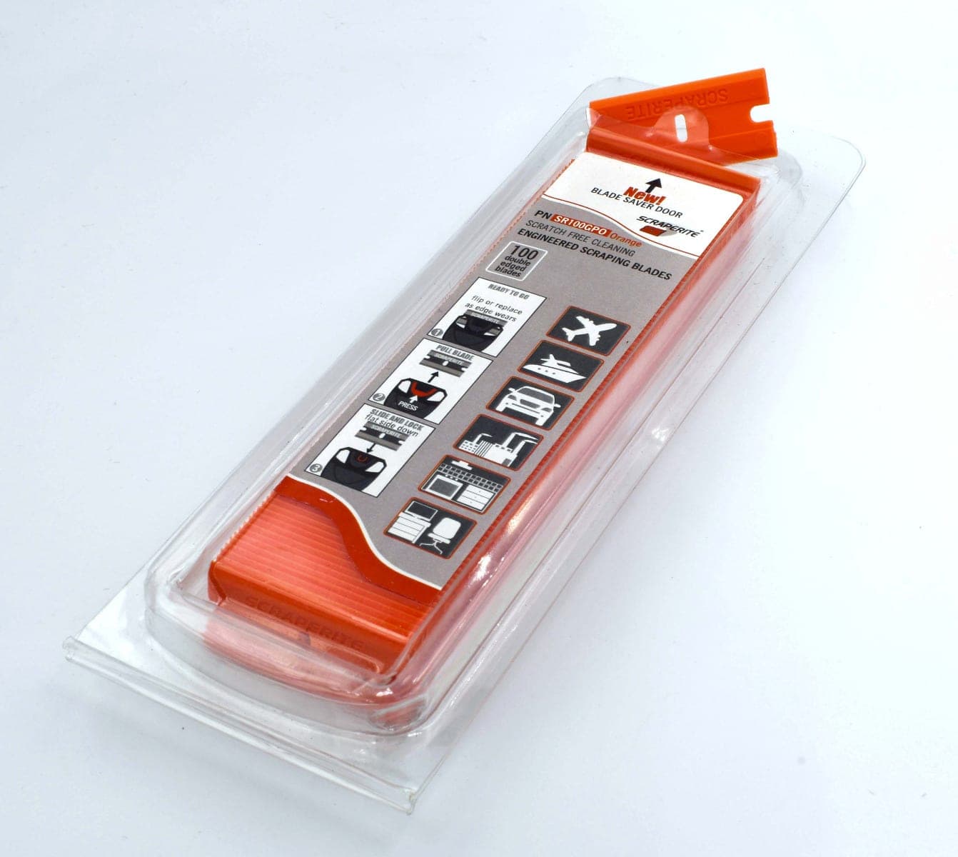 Scraperite SRS100GPO standard rectangle replacement blades, 100 pack.