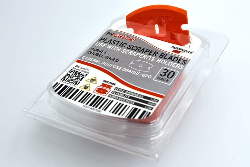 Scraperite SRC30GPO curved replacement blades, 30 pack.