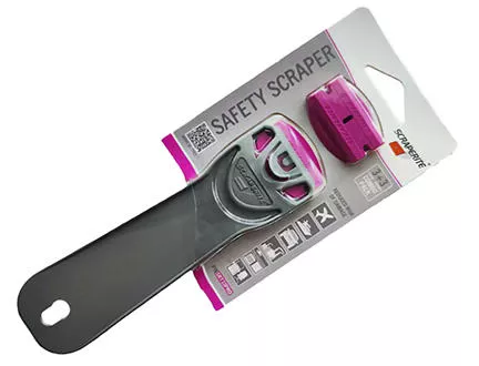 Scraperite plastic razor safety scraper with magenta Pro plastic blades and long handle