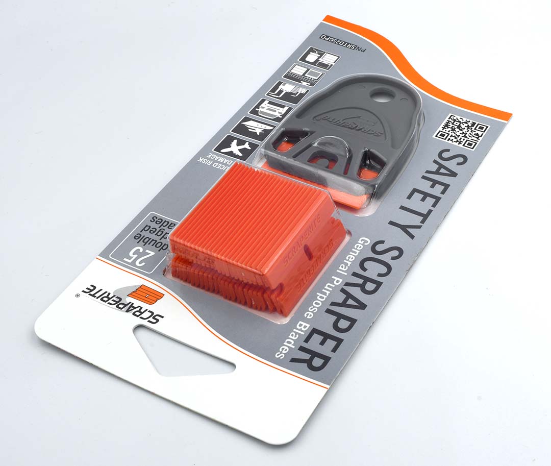 Scraperite general purpose safety scraper with 25 replacement plastic razor blades