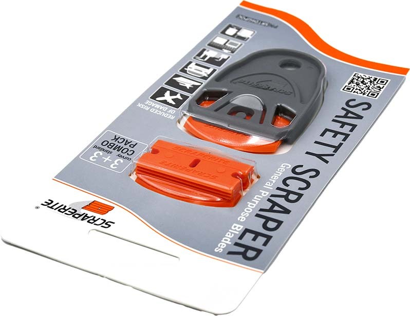 Scraperite plastic razor safety scraper with orange general purpose plastic blades and long handle