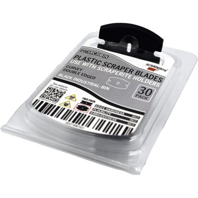 SRC30BIN - Scraperite Plastic razor blade Black Industrial standard curved replacement 30 pack