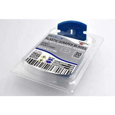 SRC30MBL - Scraperite Plastic razor blade Medium Blue curved replacement 30 pack