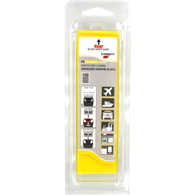 SRS100HYL - Scraperite Yellow Plastic razor blade replacement 100 pack