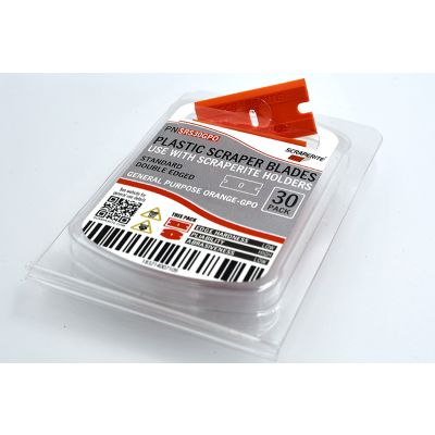 SRS30GPO - Scraperite Plastic razor blade General Purpose Orange standard rectangle replacement 30 pack