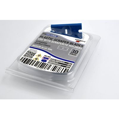 SRS30MBL - Scraperite Plastic razor blade Medium Blue standard rectangle replacement 30 pack
