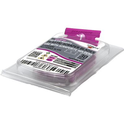 SRS30PRO - Scraperite Plastic razor blade PRO Magenta standard rectangle replacement 30 pack